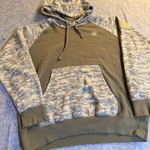 Ariat Patriot Hoodie Men’s M Camo Flag Patch 10027982 Olive Green